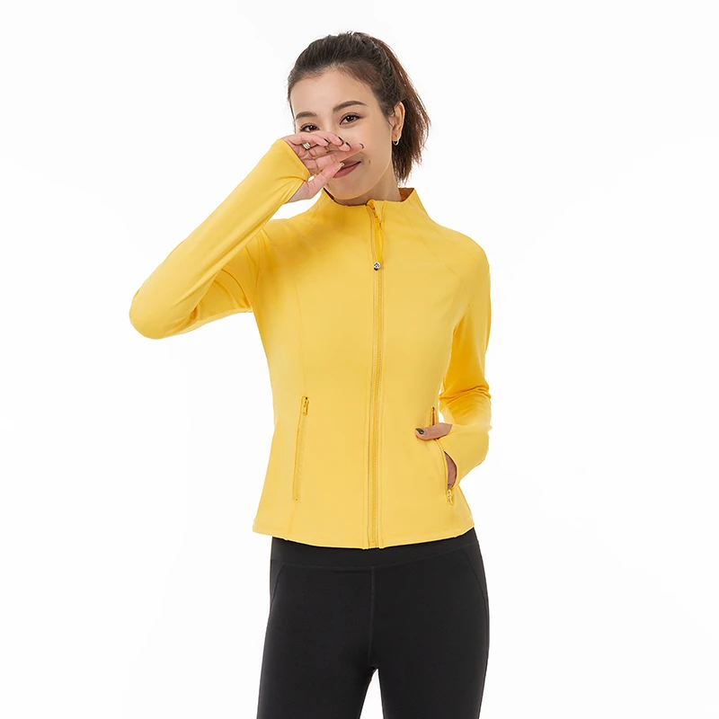 春秋季节瑜伽服外套运动跑步健身速干衣瑜伽服高弹力透气拉链衫