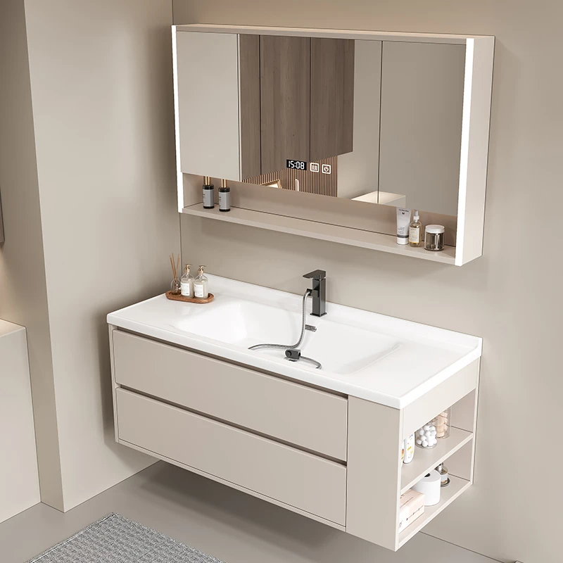 JOWMO奶油风浴室柜组合现代简约卫生间陶瓷一体洗漱台洗手洗脸盆