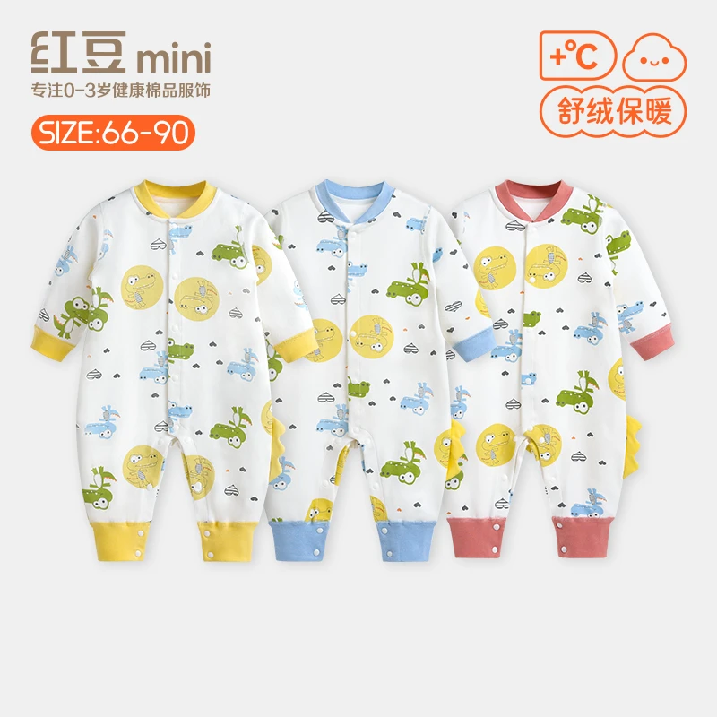 【加柔红豆绒】红豆mini新生婴儿春秋连体衣A类纯棉宝宝卡通造型