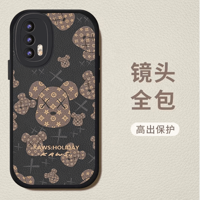 适用真我Q3PRO手机壳realmeq3pro小羊皮熊头花纹男女款直边软壳防