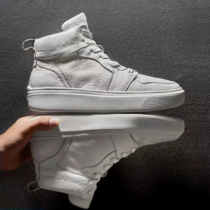 2025新款真皮时尚板鞋潮流休闲小白鞋厚底内增高百搭男鞋加绒可选