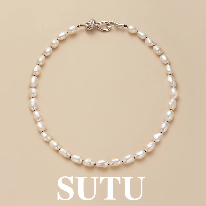 坠链均925银 法式复古巴洛克珠异形小众百搭高级感轻奢锁骨项链