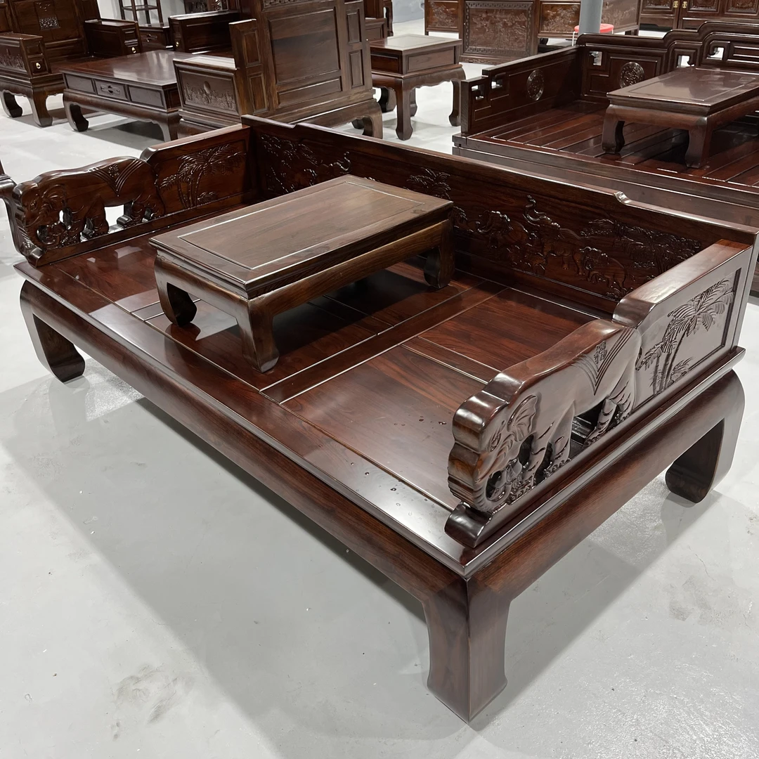 老榆木大象罗汉床榆木材质客厅办公室