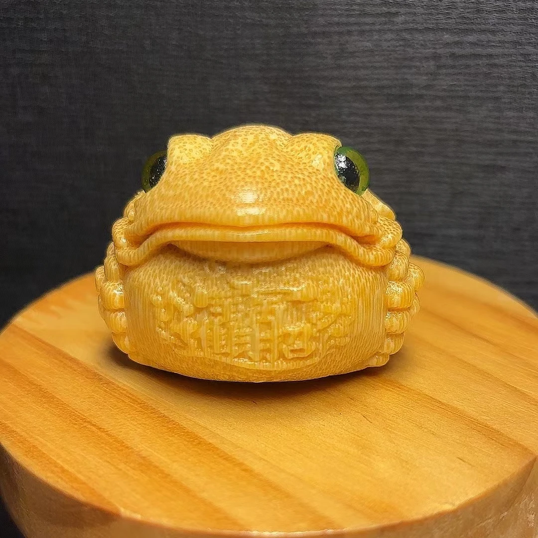 《背米金蟾》龙血金丝竹实心竹雕刻《送油和刷子》