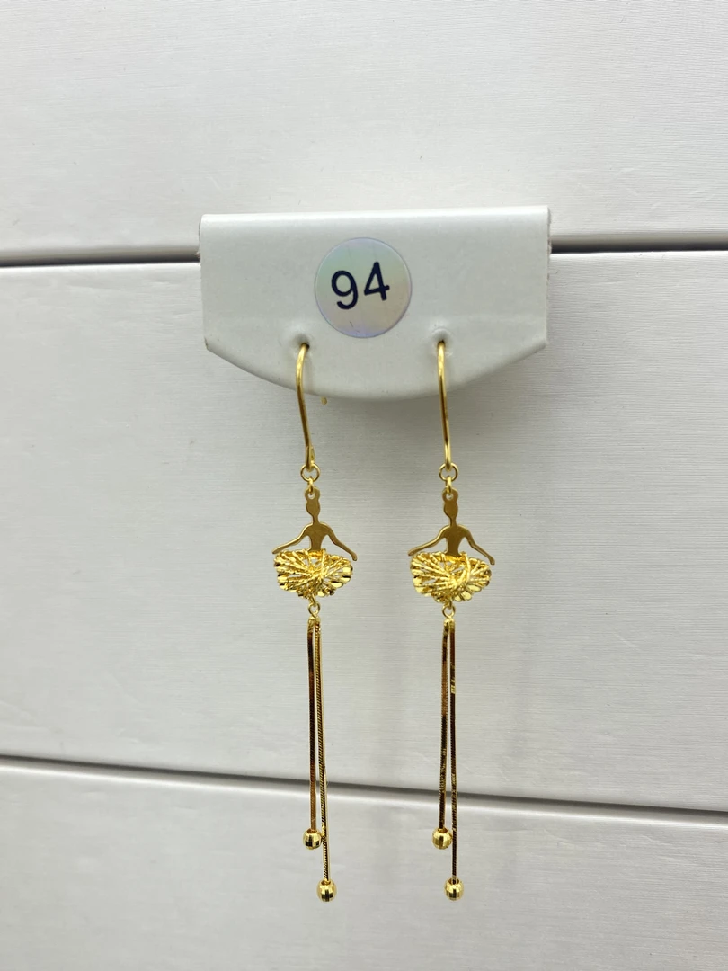 老庙黄金足金999精品5G工艺舞者流苏耳钩3.48克耳饰