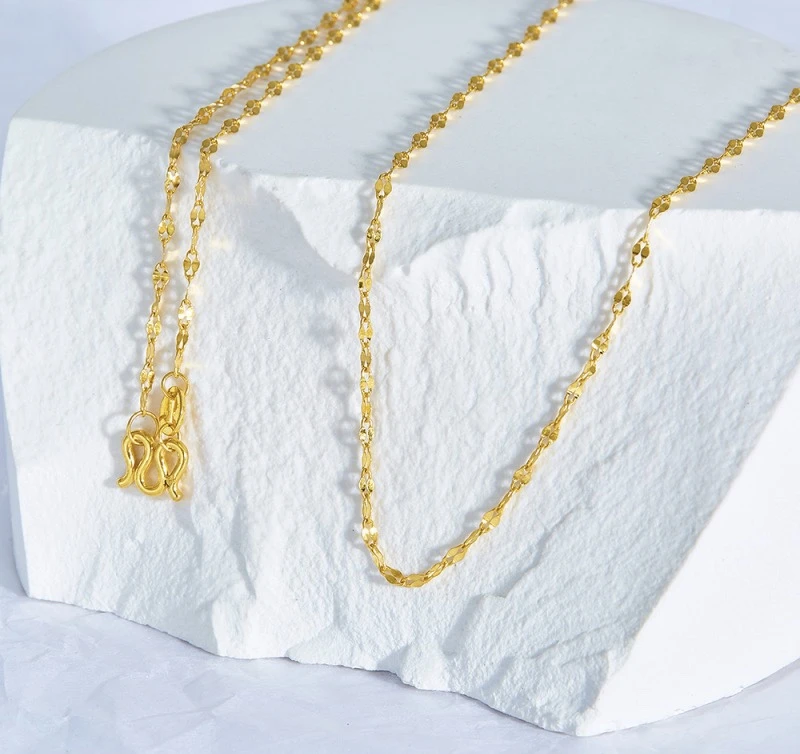 【老庙黄金】足金999 精品5G 嘴唇链 项链