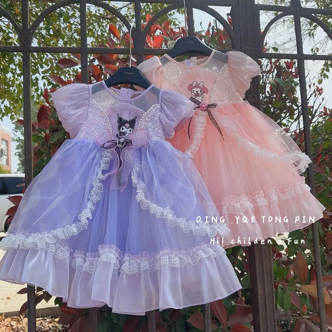 女童夏季短袖连衣裙洛丽塔公主裙小女孩网纱裙库洛米洋气泡美乐蒂