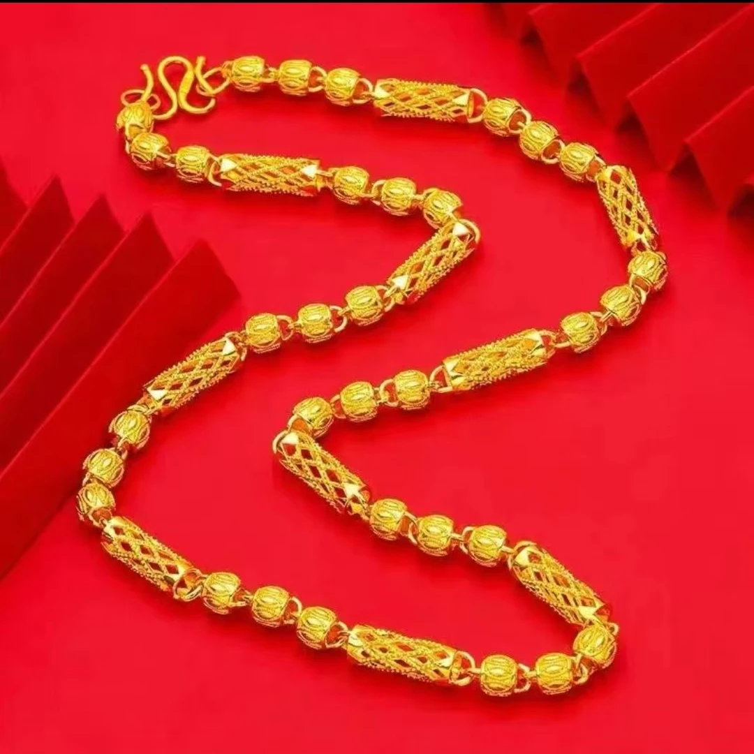 合金项链 2024新款镂空竹节项链时尚潮流经典空心霸气