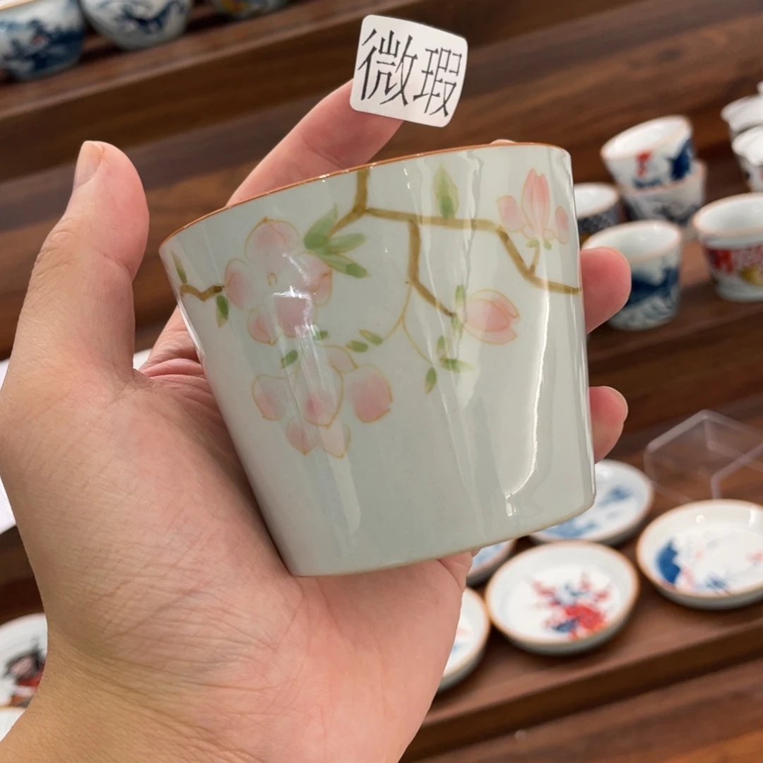 釉下手绘茶具微瑕