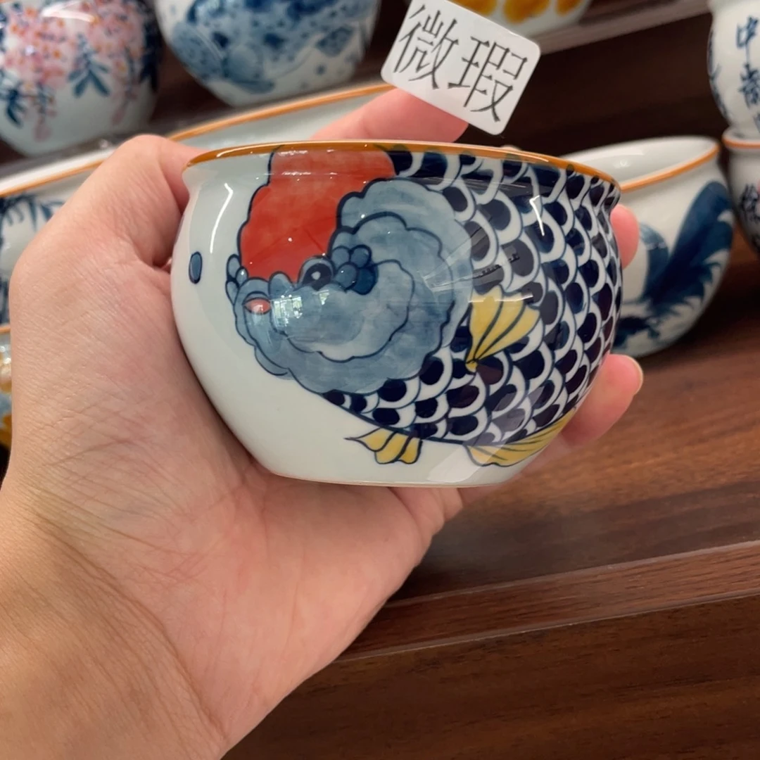 釉下手绘茶具微瑕