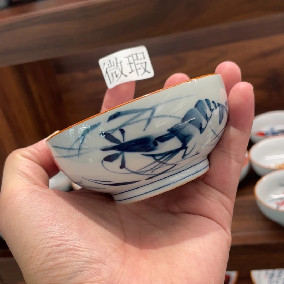 釉下手绘茶具微瑕