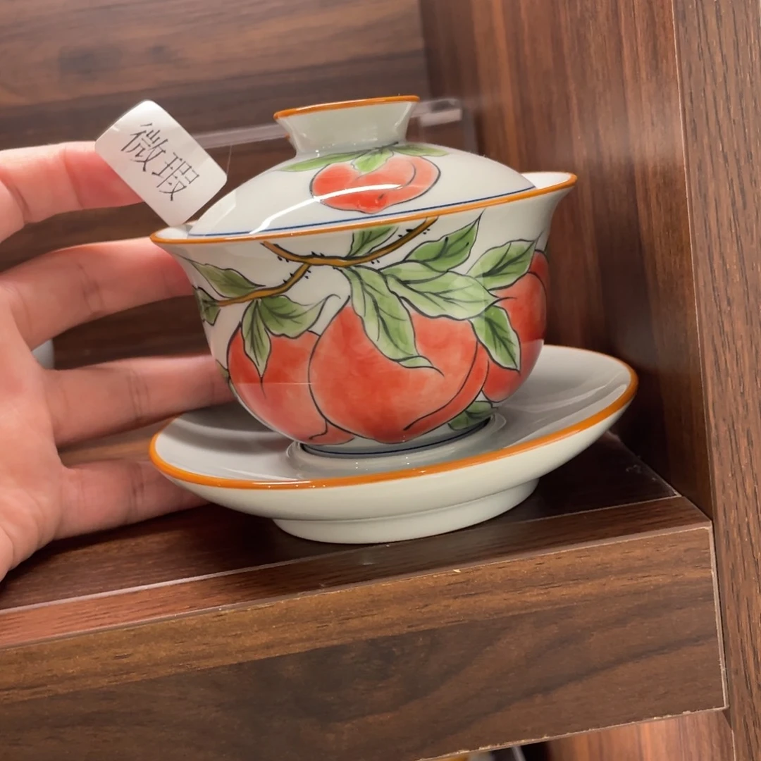 釉下手绘茶具微瑕