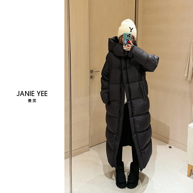 Janie Yee“顶奢·大被” 高定白鹅绒连帽长款厚羽绒服外套24A2366