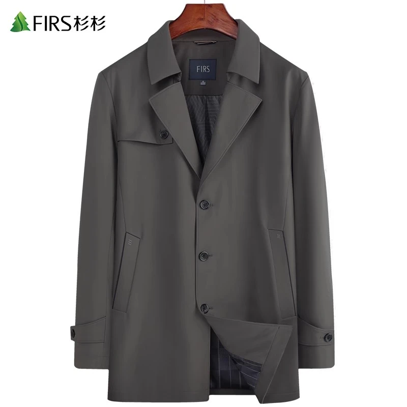 【石墨烯】杉杉男中长款风衣男士2025秋冬新款商务纯色防风休闲外套