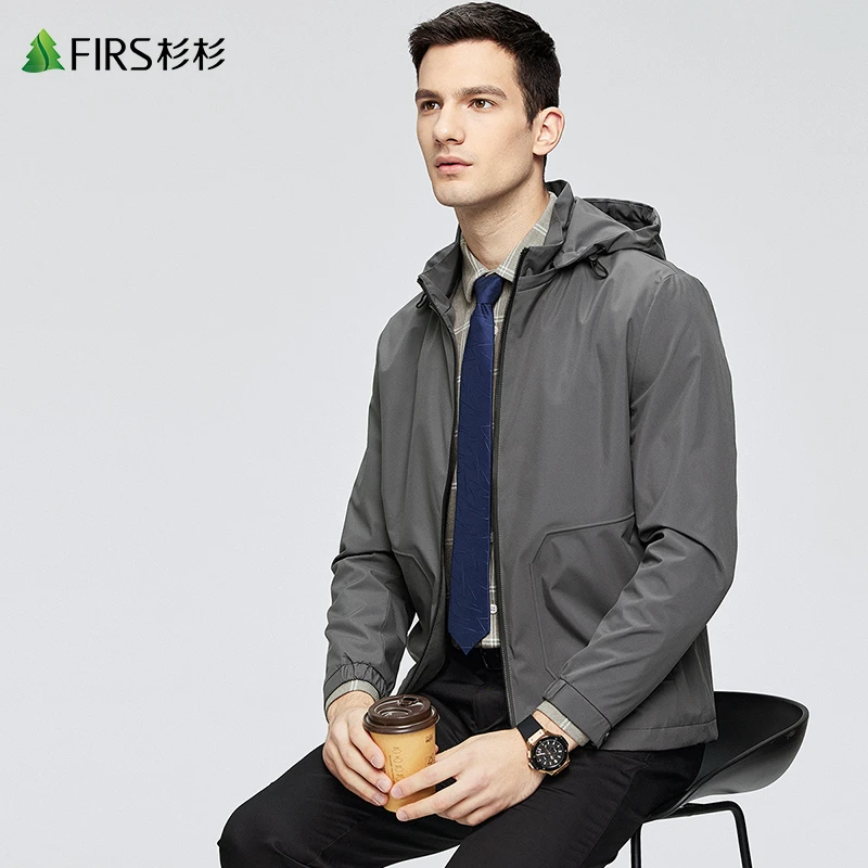 杉杉男装可卸连帽夹克男士2025春季新款商务休闲纯色青年百搭夹克