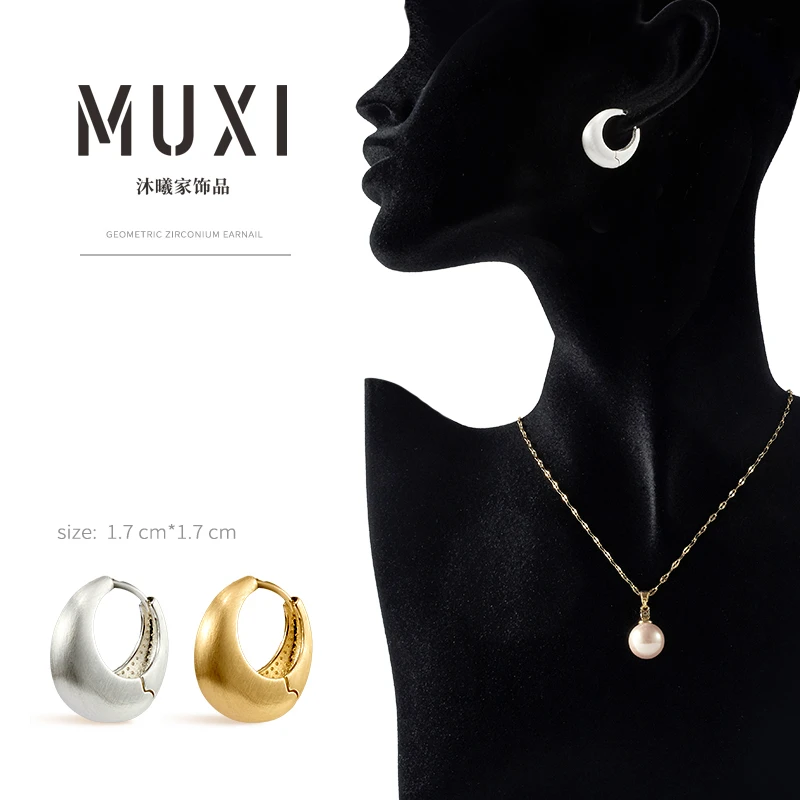 铜合金耳饰 小众设计哑金属拉丝耳扣法韩式复古时尚套装百搭欧美