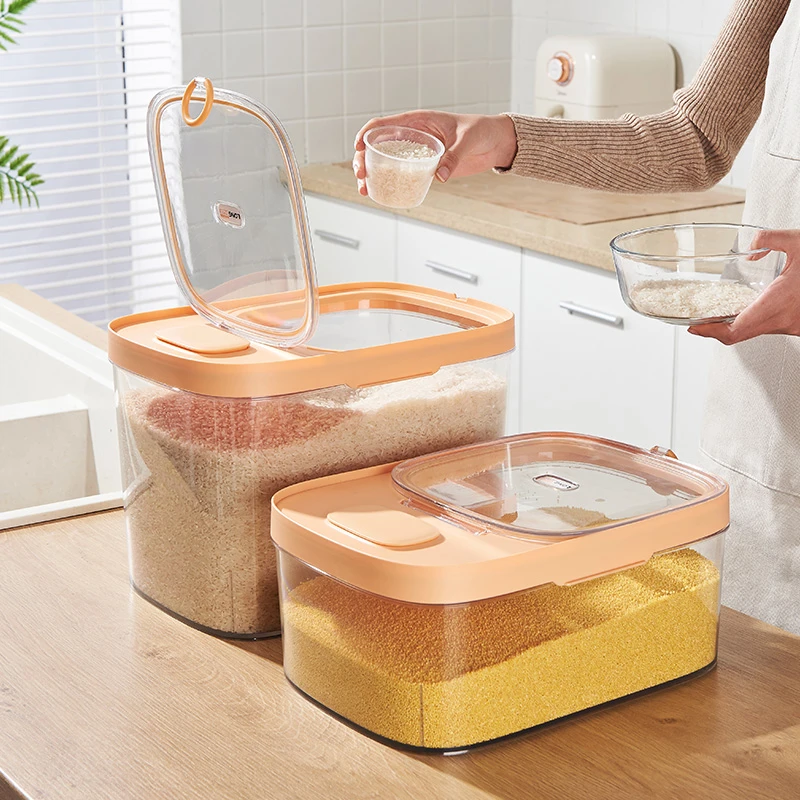 龙士达家庭厨房冰晶米桶多功能家用防潮储存防虫分格带盖储米箱