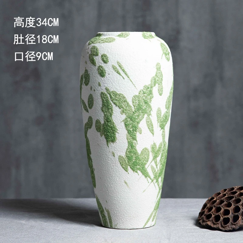 【万点翠】景德镇陶瓷花瓶简约手工拉胚手工花瓶百搭家居生活手作