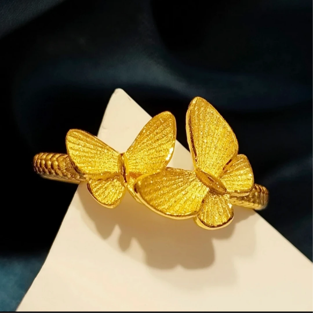 爱恒信【国庆好礼】黄金999足金戒指花韵蝴蝶可调节黄金轻奢送礼物