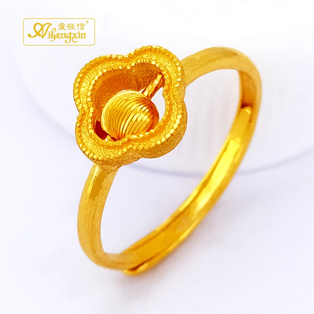 爱恒信【圣诞好礼】戒指足金黄金999四叶草时来运转活口新年礼