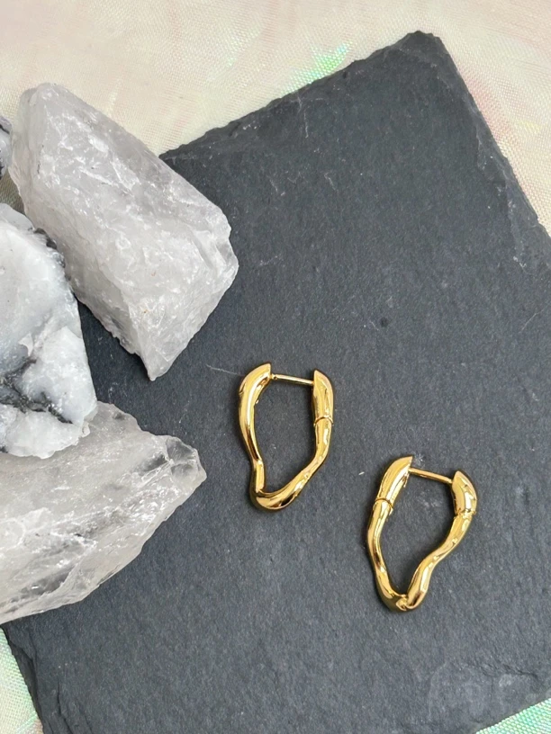 黄铜耳饰 不规则几何耳扣女潮流设计气质简约耳环耳饰