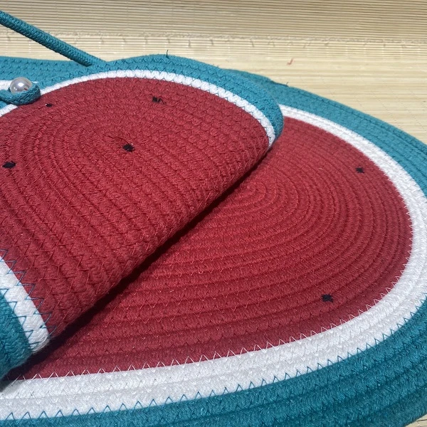 CM0014手工编制西瓜包+同款轻奢地垫儿童时尚条纹休闲款