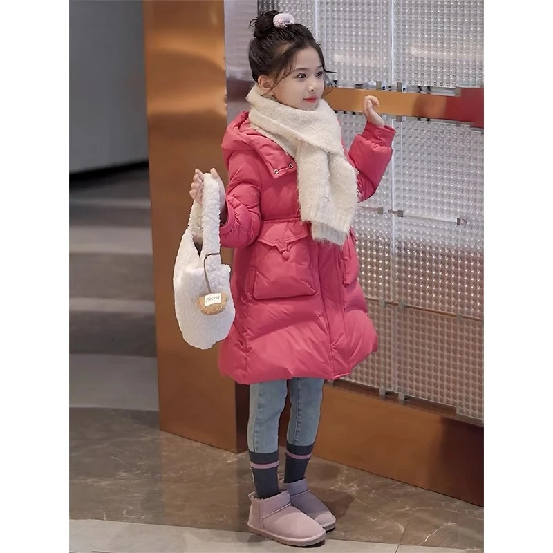 女童羽绒服中长款2024新款儿童冬装洋气秋冬外套女大童冬季衣服