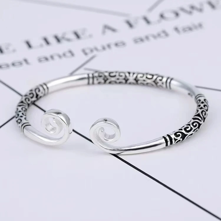 足银手镯 A611足银9999手镯齐天大圣紧箍咒情侣手镯复古手链素款