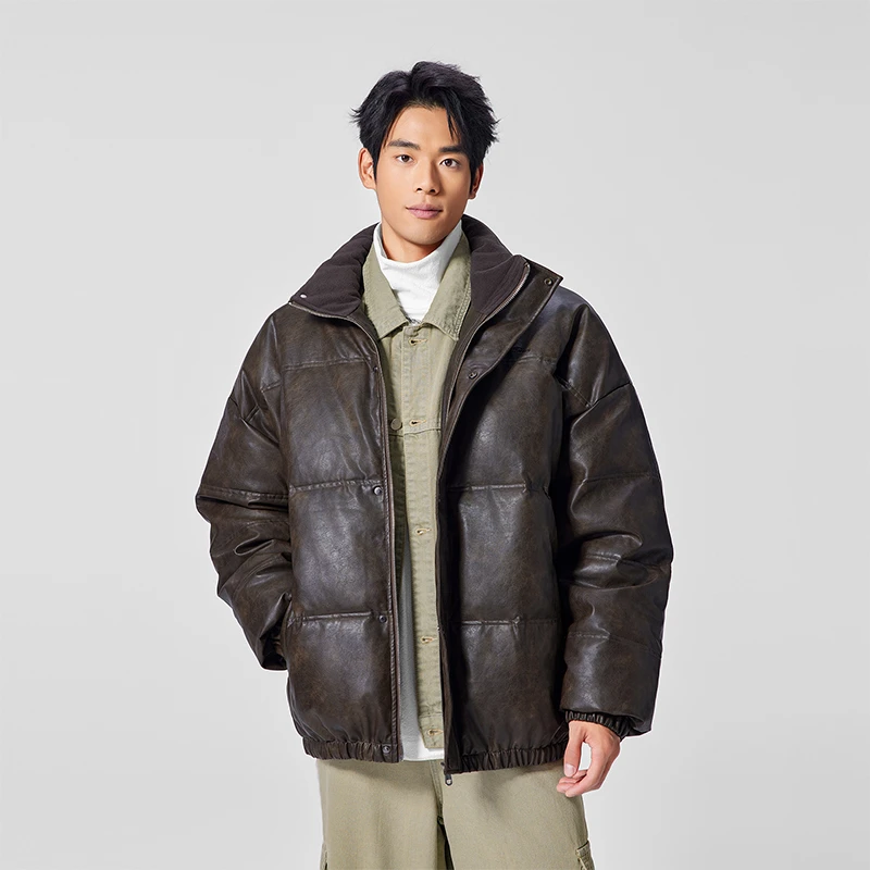 BODYDREAM棉服男款冬季高级感痞帅休闲外套复古做旧加厚保暖皮衣