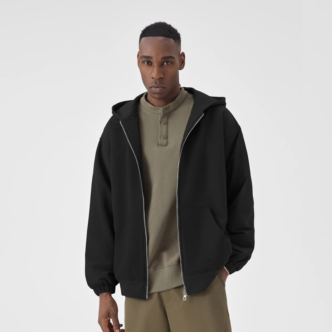 BODYDREAM BM男款连帽卫衣梭织开衫潮牌休闲宽松拉链防泼水外套秋