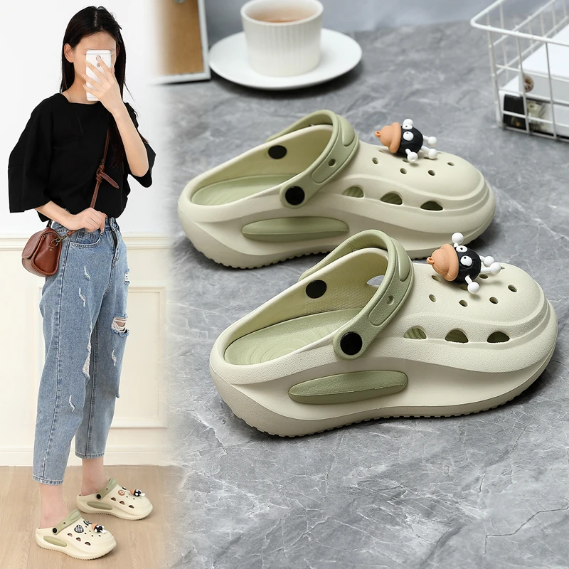猫力踩屎感洞洞鞋女夏季学生外穿2025新款防滑沙滩包头凉拖鞋女款