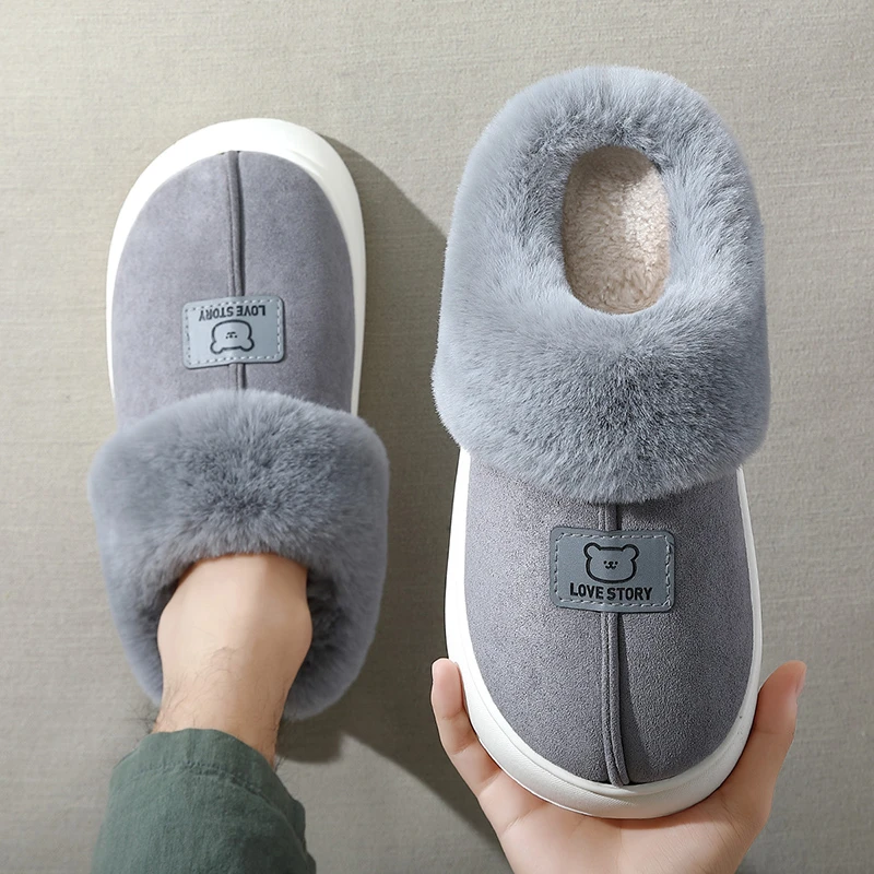 猫力踩屎感棉拖鞋男士冬季厚底2024新款室内家居保暖加绒毛毛拖鞋
