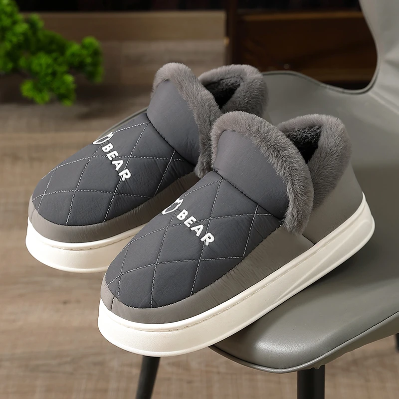 猫力防寒棉拖鞋男士冬季外穿包跟2024新款家居加绒厚底保暖棉鞋男