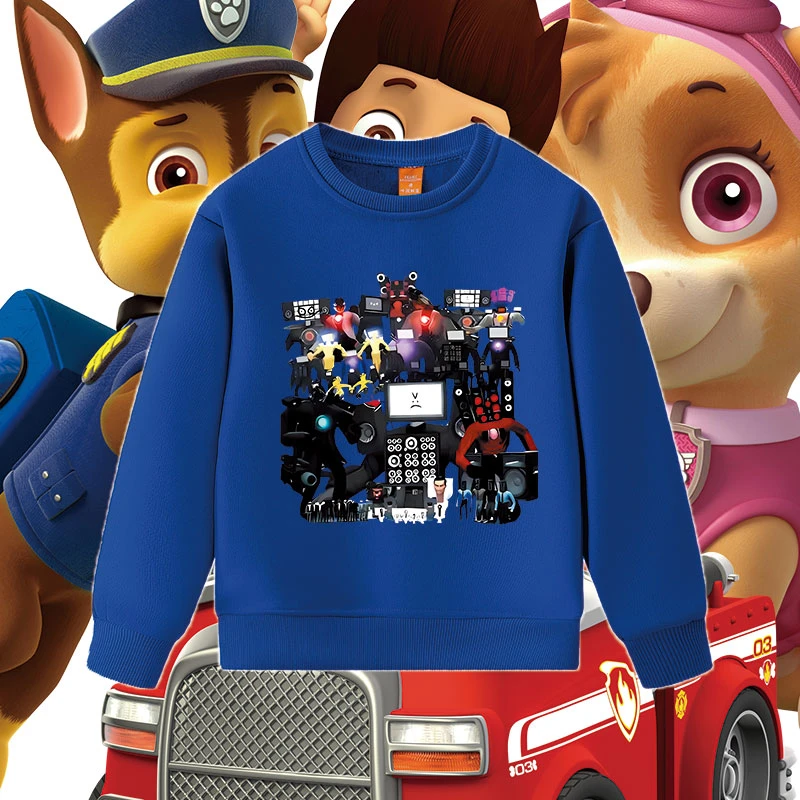 男童爆款泰坦监控人加绒卫衣秋冬新款音响人马桶人电视人儿童衣服