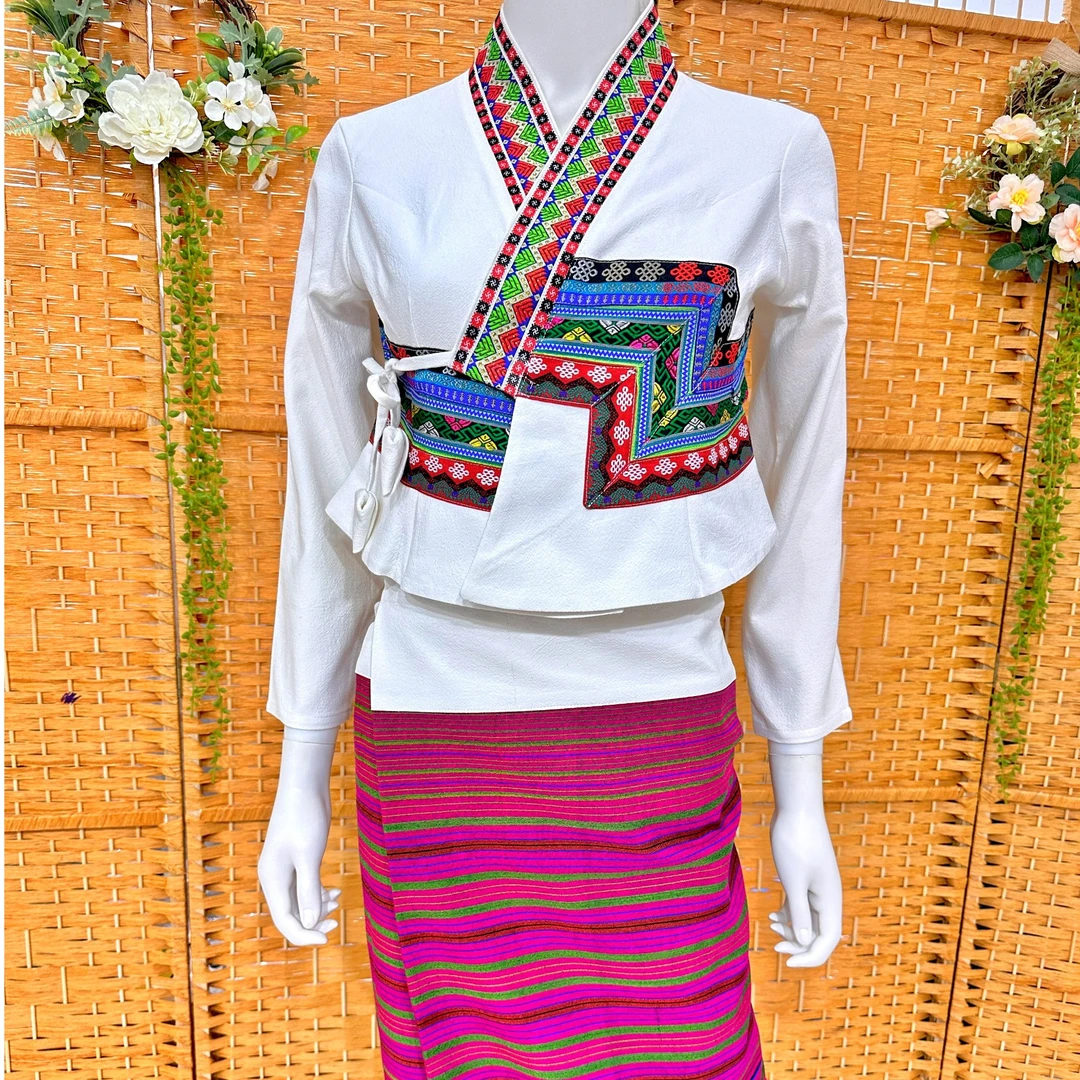 子依小店新款 传统傣泐 复古重工花边 套装