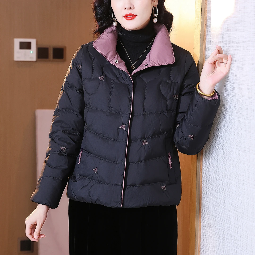 洛玺曼百搭刺绣鹅绒服