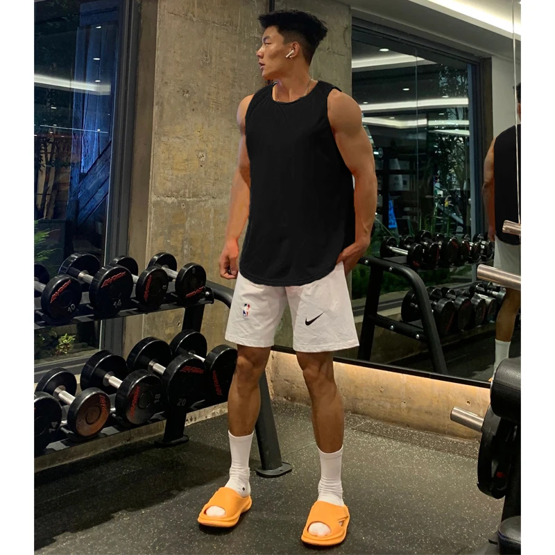 labzaa美式简约纯色无袖运动背心男夏季高街休闲百搭纯棉坎肩上衣