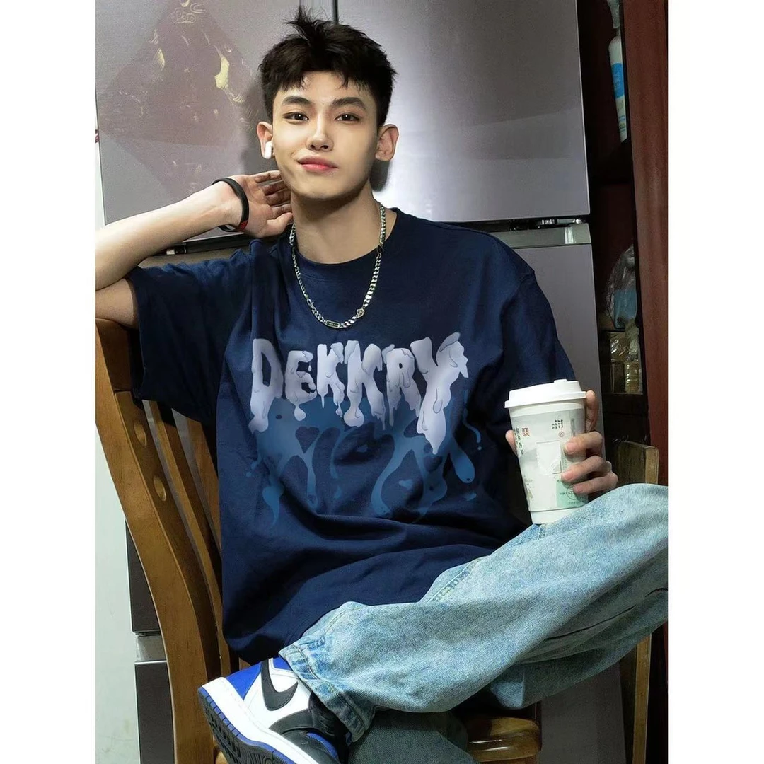 labzaaop街头风涂鸦字母印花棉短袖T恤男夏季ins潮牌宽松情侣上衣