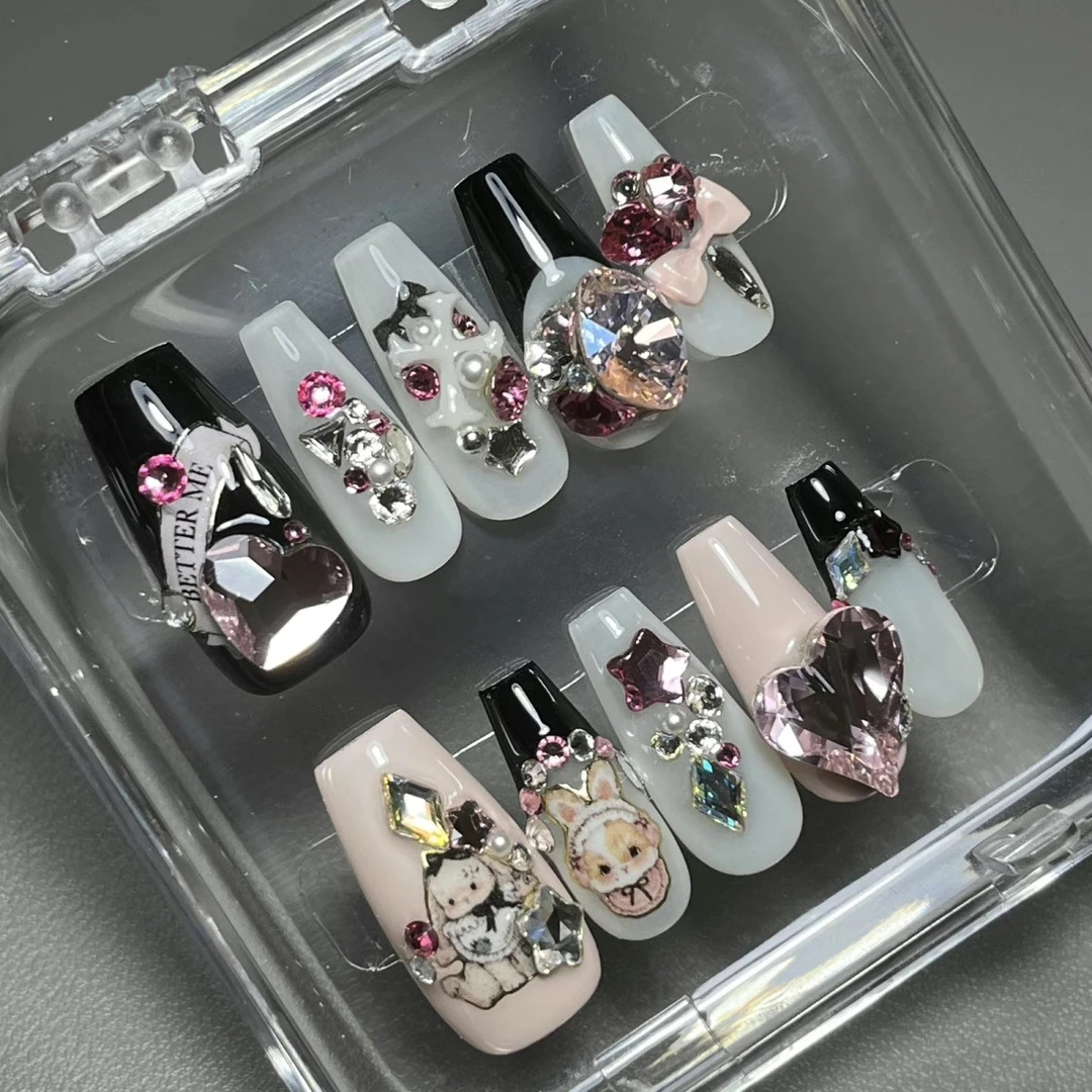 Muse Nail全华兔兔粉嫩可爱手工穿戴甲樱禾色胶环保反复使用