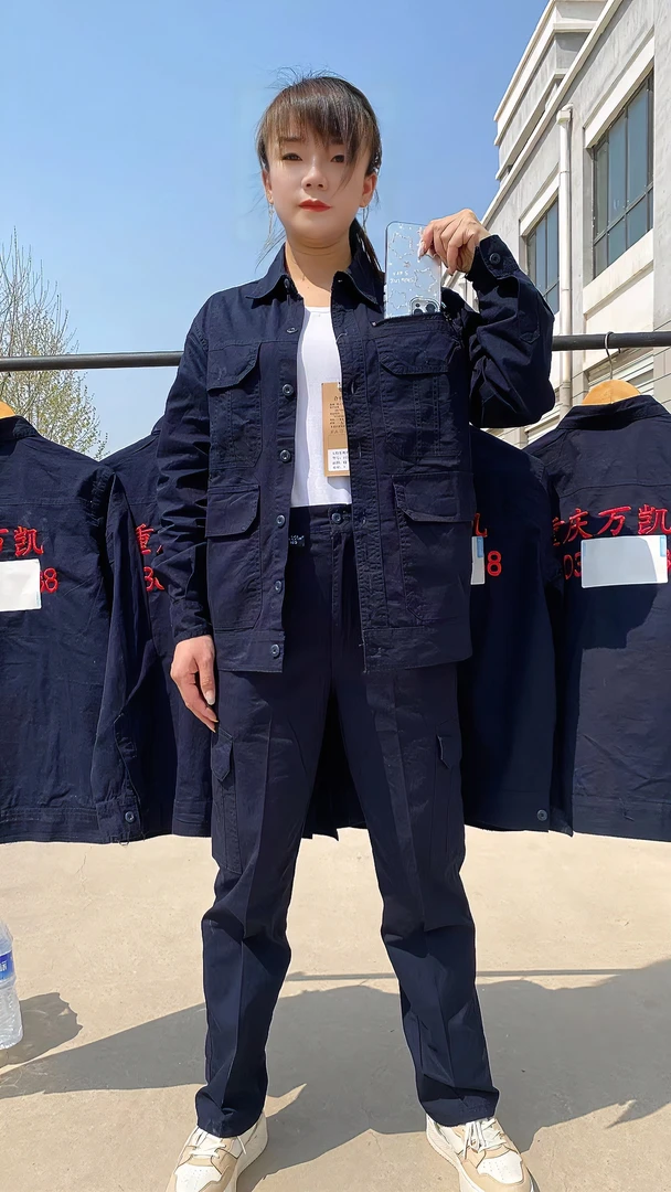夏季薄款长袖棉透气吸汗汽修车间耐磨防烫耐脏户外劳保时尚套装