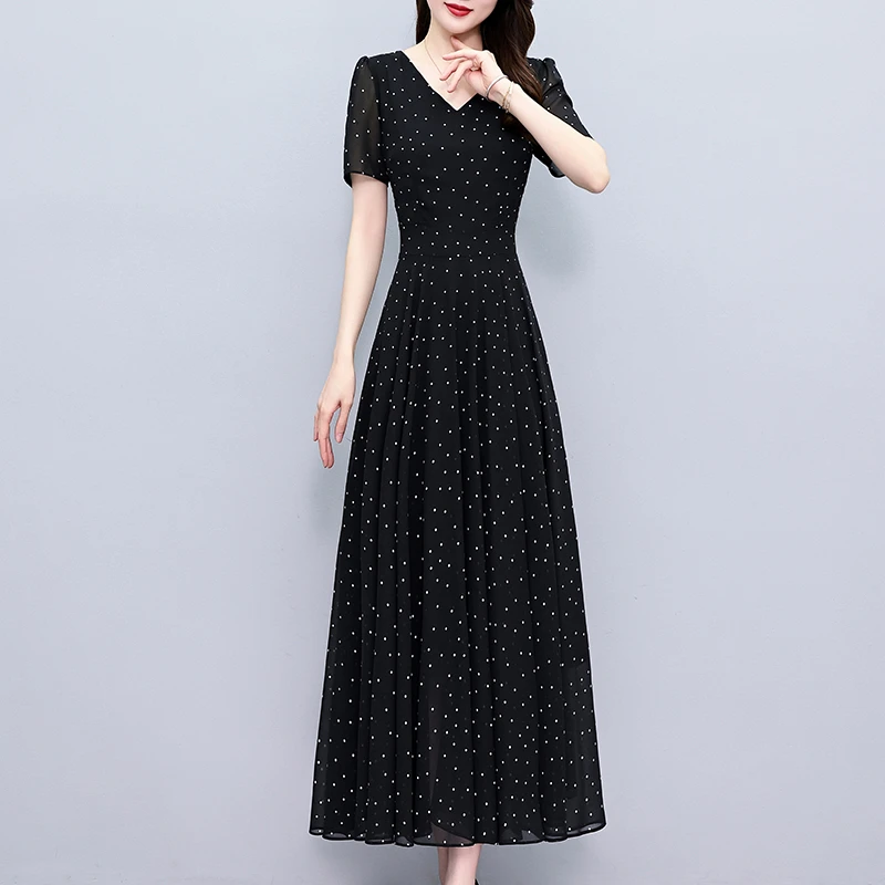 雪纺连衣裙子2025新款夏季女装高端奢华大牌夏天妈妈气质大摆长裙