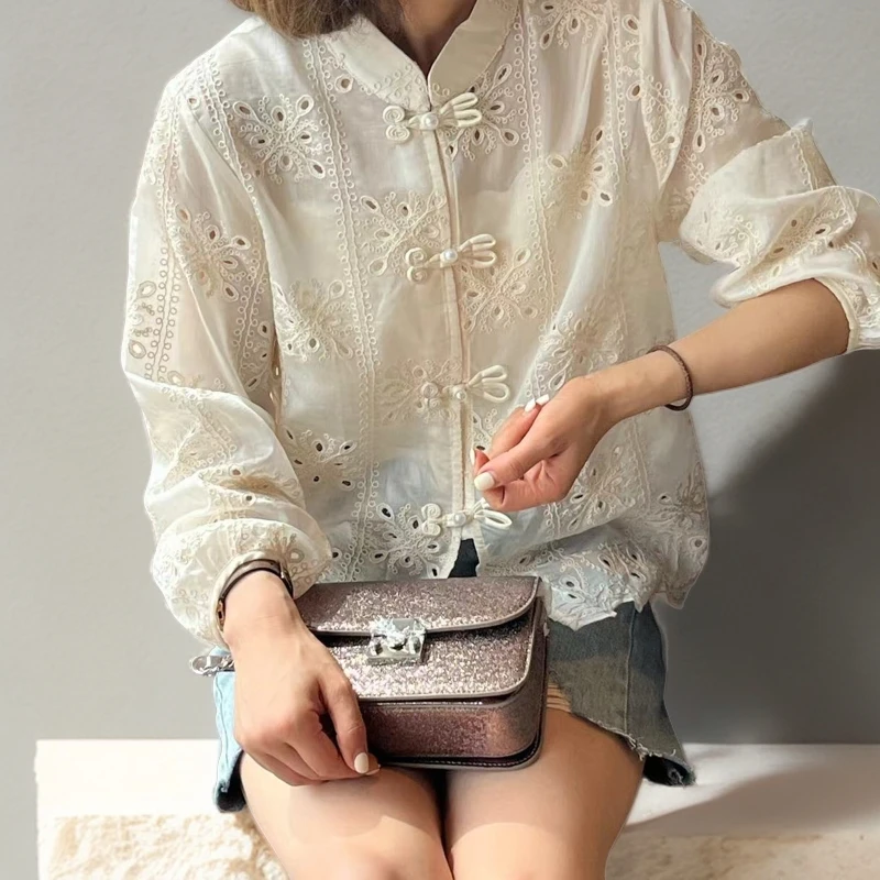小慧慧家国风百搭镂空衬衫