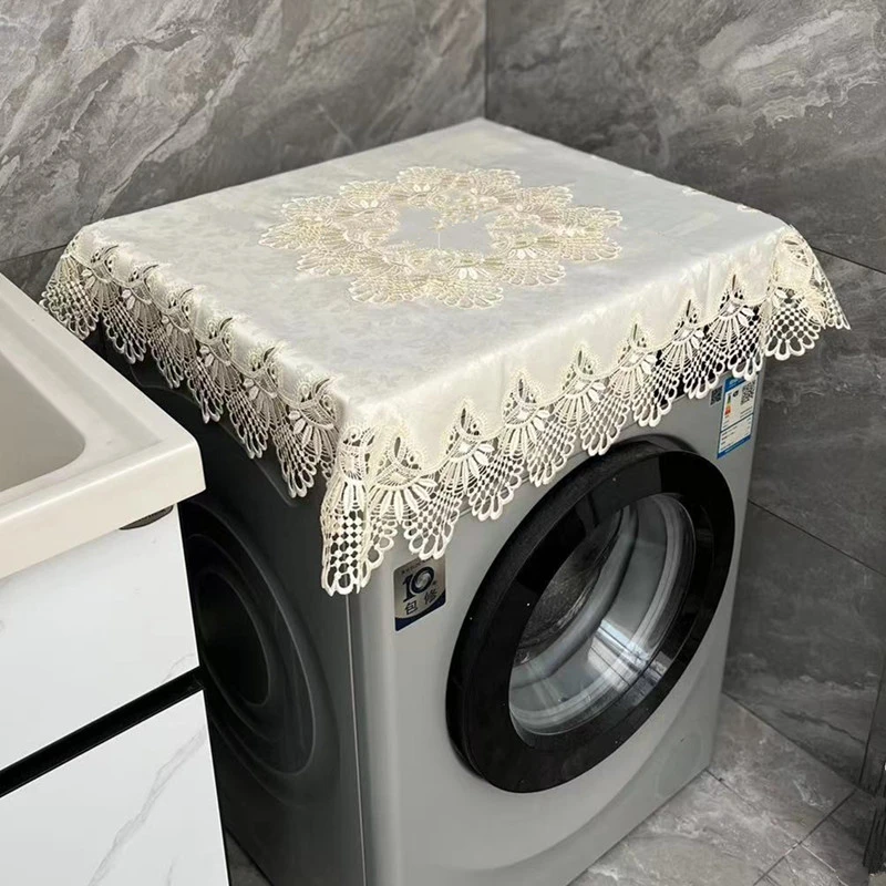 北欧风滚筒式套罩洗衣机罩防尘防晒蕾丝盖巾韩式床头柜床头套罩