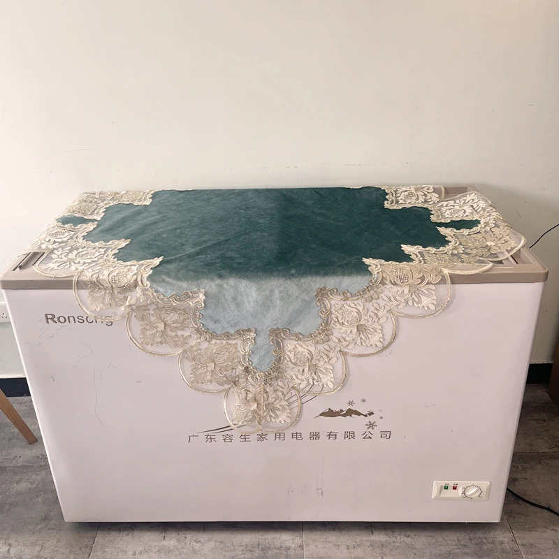 防尘罩冰柜盖巾卧室蕾丝帘盖布餐桌多用微波炉洗衣机台布正方形多