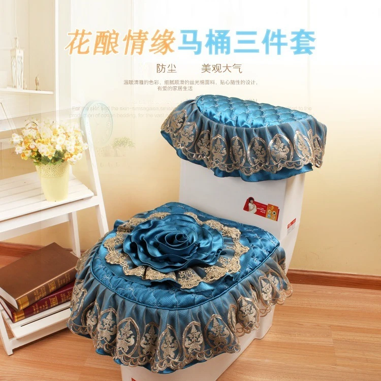 马桶坐垫马桶垫子四季通用家用欧式布艺马桶圈三件套坐便器坐便垫