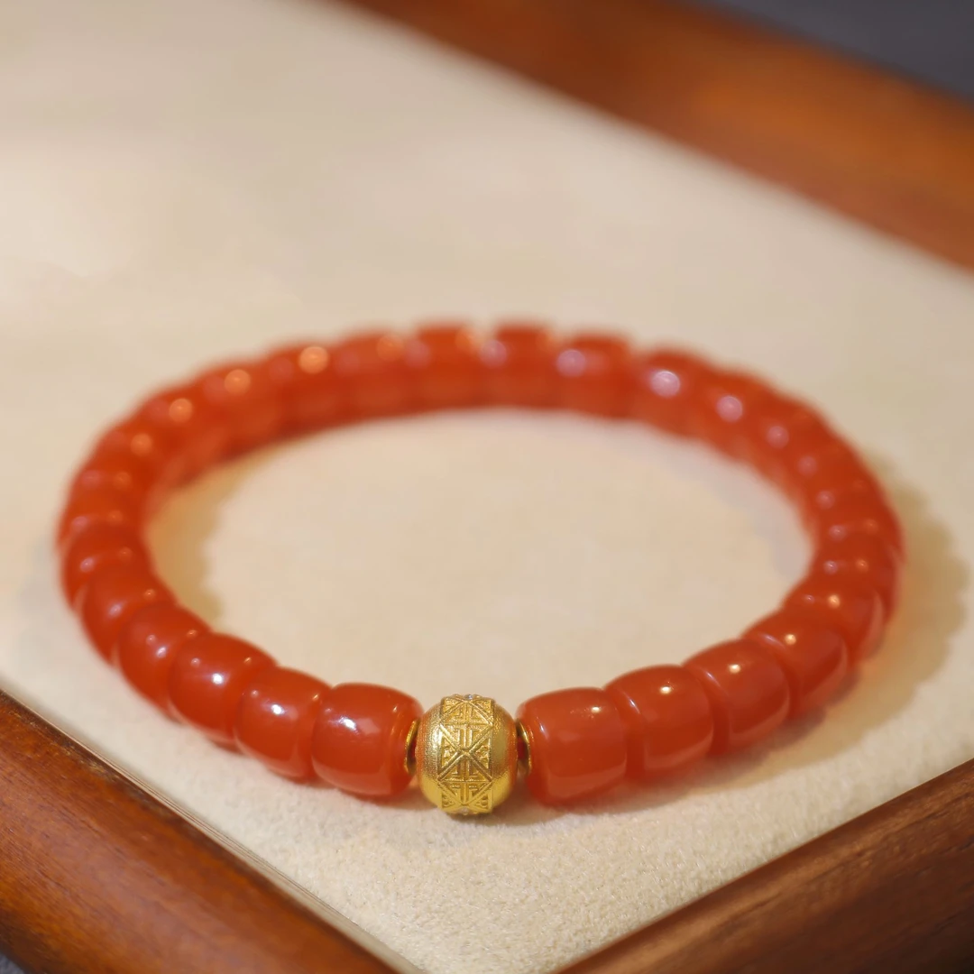 凰一品 保山冰红直切手串18K金