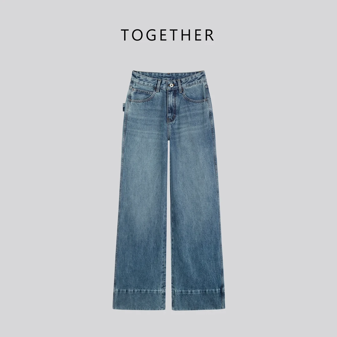 陈曦【溧】秋冬款百搭垂感显瘦直筒牛仔裤Q5129