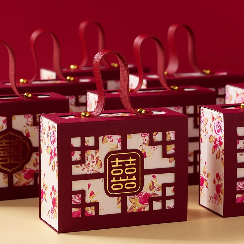 中式喜糖盒2025新款结婚专用糖果婚礼盒高级感回礼手提袋子包装烟
