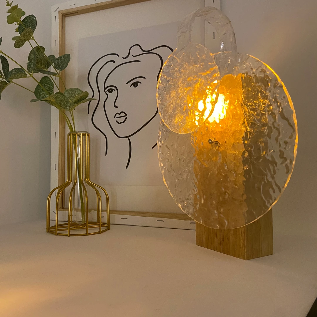 网红ins旋转水纹小夜灯创意礼物 床头卧室火焰氛围灯极光动态台灯