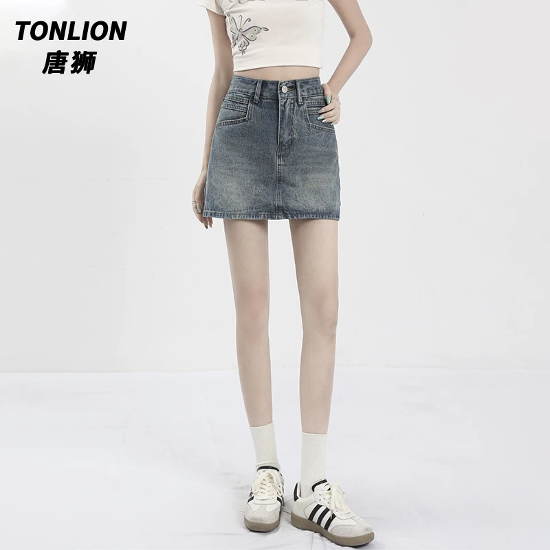 唐狮牛仔包臀裙女小个子夏季新款休闲百搭修身显瘦a字半身裙薄款